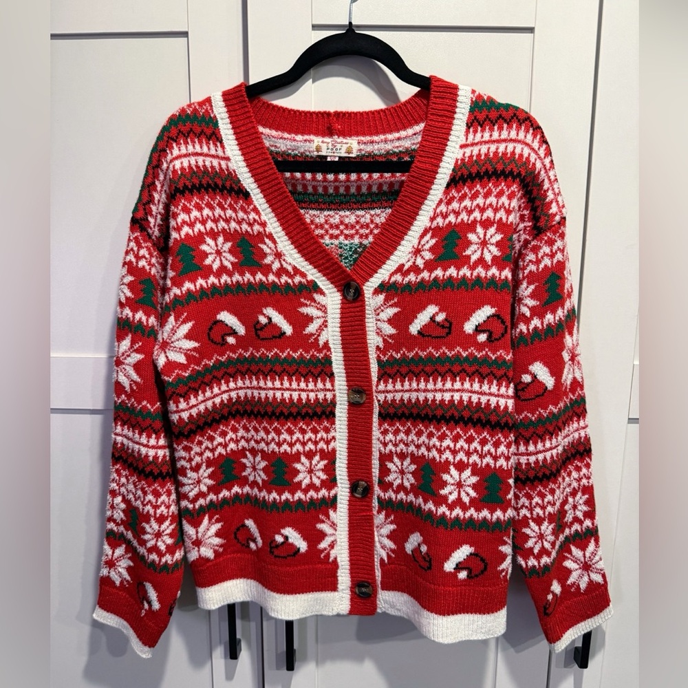 Red and White Christmas Cardigan